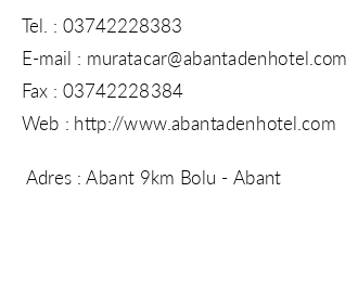 Abant Aden Boutique Hotel & Spa iletiim bilgileri